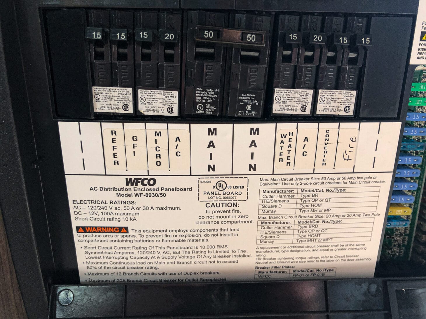 An AC circuit breaker in an RV