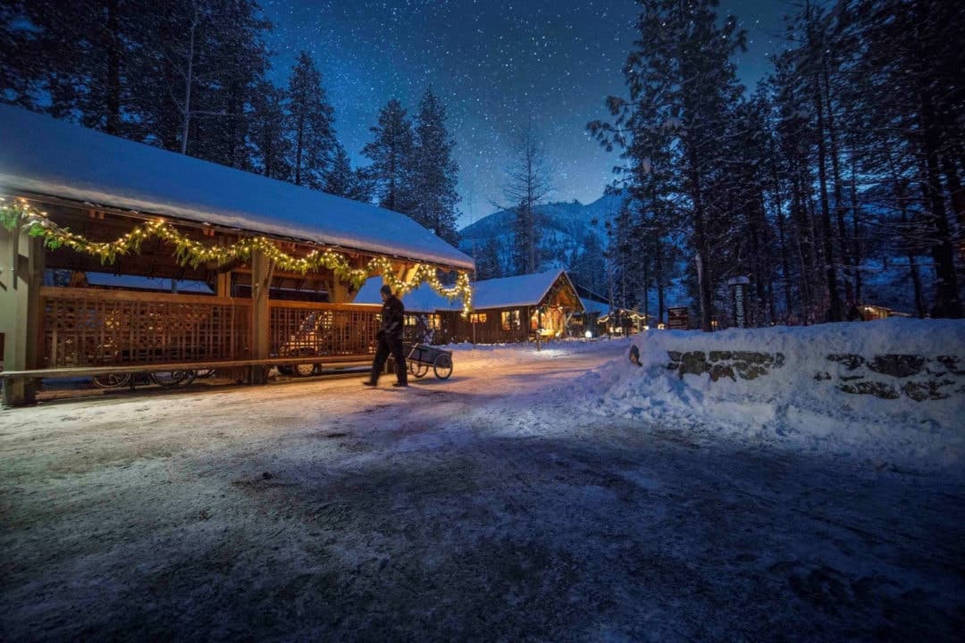The Sleeping Lady Resort at night
